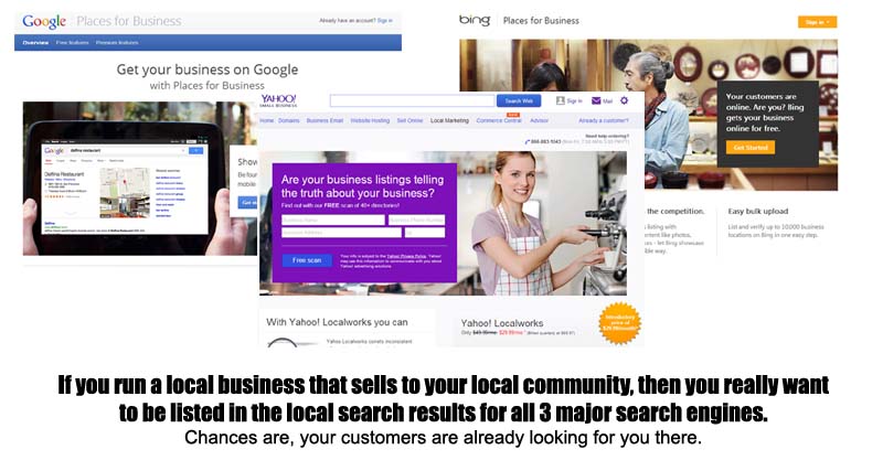 local business listings on google bing and yahoo