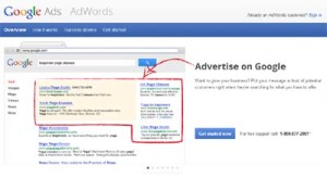 Google Adwords screen capture