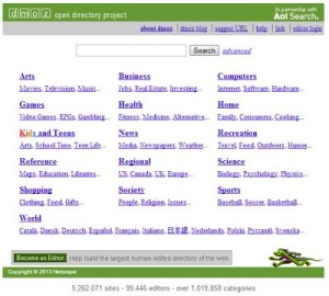 screenshot of open directory project